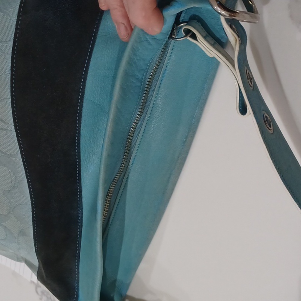 ALMOST VINTAGE COACH COACH BLUE WAVE PATCHWORK BAG - Picture 6 of 17